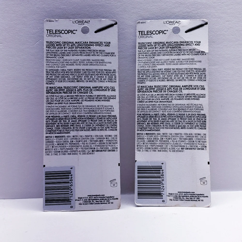 Loreal Paris Mascara Telescopic Original Grab & Go, 905 Black. 0.27 oz (2 pcs)